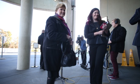 Greens leader Christine Milne at the senate doors this morning.