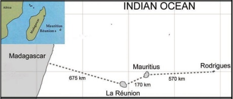 Geographic position of Réunion, Indian Ocean.