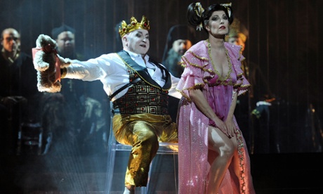 Cheryl Barker (R),with Herod (John Pickering) during a full dress rehearsal for the Opera Australia production of Salome in 2012.