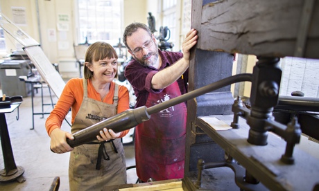 Sarah Franklin at a printing workshop at Bodleian Library Oxford