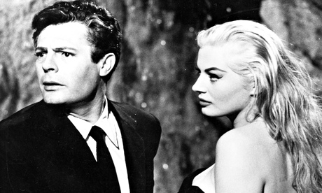 Marcello Mastroianni with Anita Ekberg in the famous Trevi fountain scene in La Dolce Vita