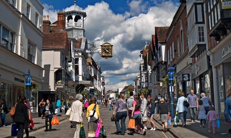 Shoppers on a guildford high street