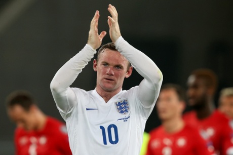 Wayne Rooney applauds the fans at the end of the game.