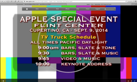 screenshot of Apple's live stream failing