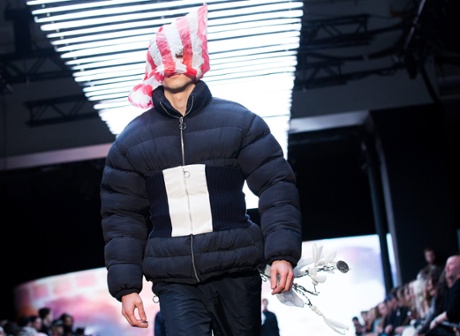 A model in a puffa at Christopher Shannon