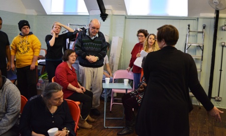 The Baked bean Theatre Company in rehearsal for The Drama Group.