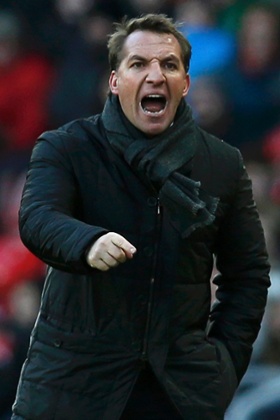 Liverpool manager Brendan Rodgers bellows instructions to his team as he knows that despite being in control, with only a 1-0 lead means that his side are still vunerable