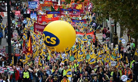 Thousands march during the 'Britain Needs A Pay Rise' demonstration in London