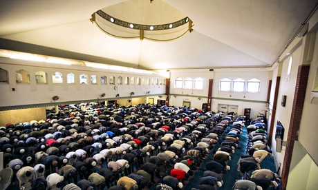 Friday prayers at the East London Mosque, Whitechapel. 