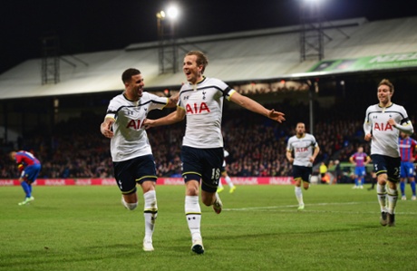 Harry Kane celebrates with Kyle Walker.