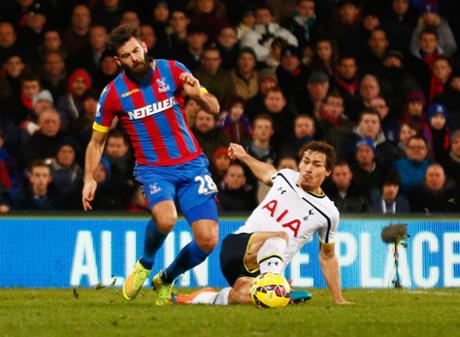 Maybe it was the weight of his beard which caused Joe Ledley to tumble to the turf rather than the challenge of Benjamin Stambouli.
