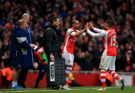 Alex Oxlade-Chamberlain is replaced by Theo Walcott.