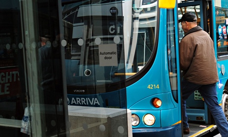 A man boards a bus in Derby