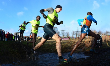 The Great Edinburgh cross country race at Holyrood Park yesterday. Note appropriate footwear. 