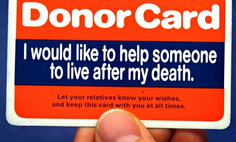 Organ donor card