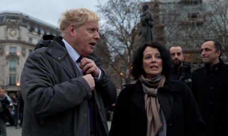 Boris Johnson and the French ambassador Sylvie Bermann attend Unity rally in Trafalgar Square on Sunday