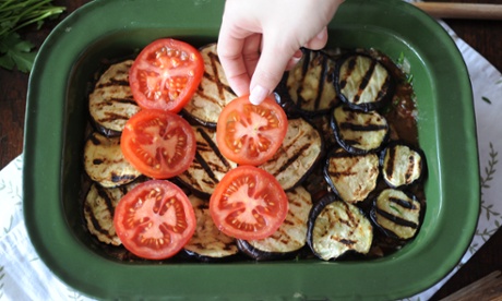 layering veg into a moussaka