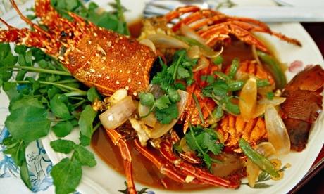 A lobster prepared for dinner