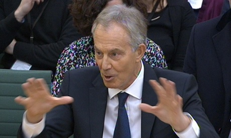 Tony Blair answers questions at a parliamentary inquiry into the 'on the runs' on 13 January 2015.