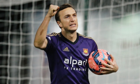 Mark Noble looks relieved after bagging his penalty.