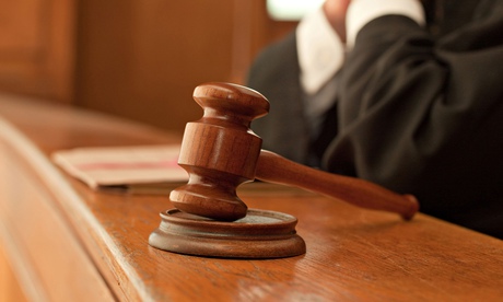 Judge and gavel in courtroom