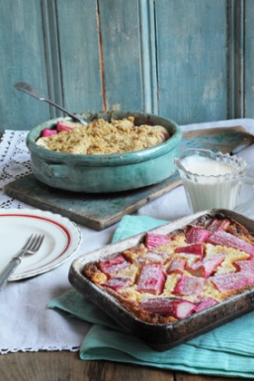 rhubarb crumble and a rhubarb clafoutis