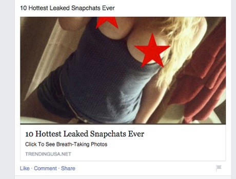 The Hottest Leaked Snapchats scam has been spreading on Facebook.