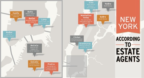 New York City neighbourhood rebranding map