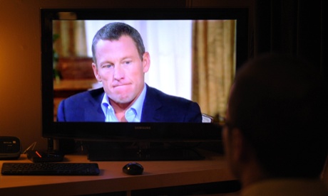 Disgraced cyclist Lance Armstrong in his televised interview with Oprah Winfrey in January 2013.