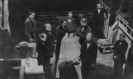 Doctors at Massachusetts General Hospital in Boston re-enact their first operation using ether.