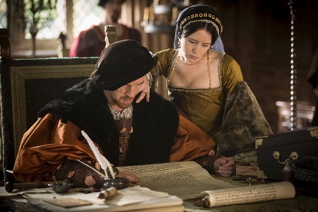Damian Lewis and Claire Foy as King Henry VIII and Anne Boleyn in BBC2’s Wolf Hall.