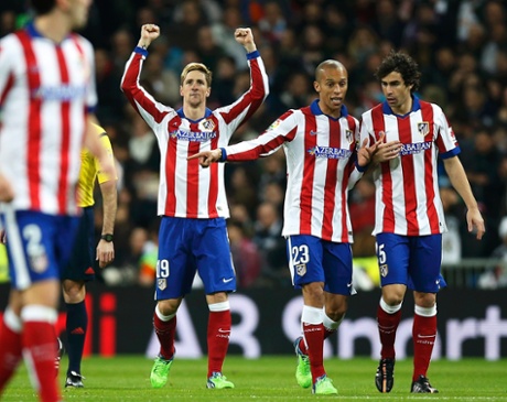 Fernando Torres celebrates after scoring in the first minute, his first goal for Atleti since his return.