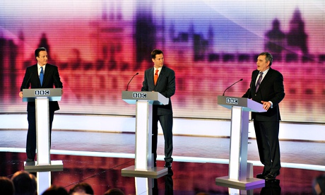 David Cameron, Nick Clegg and Gordon Brown during the 2010 leaders' election debate