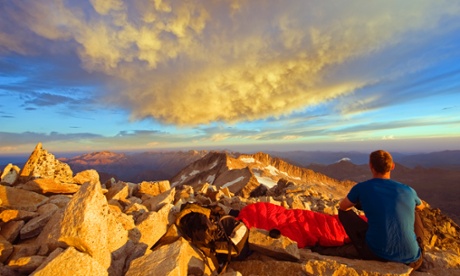 A climber enjoying sunrise in the Pyrenees,