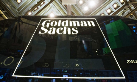 A Goldman Sachs sign seen above the floor of the New York Stock Exchange.