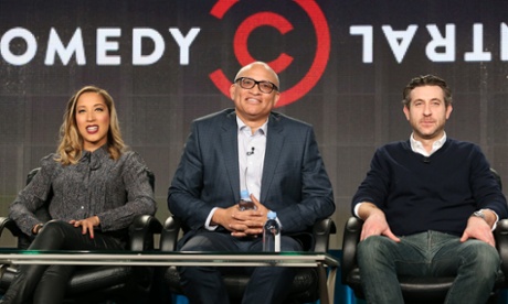 Head writer Robin Thede, host Larry Wilmore and executive producer Rory Albanese speak onstage during the TCA in California.