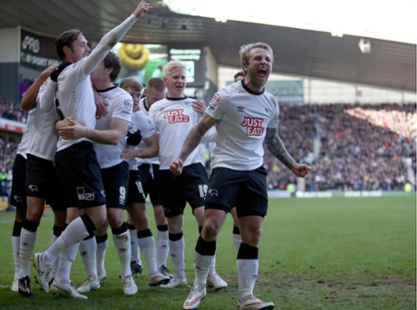 Johnny Russell celebrates the opener, not a good start for Stuart Pearce's men.