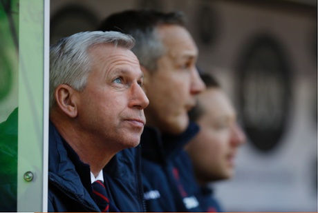 Pardew looks up to the heavens, his Palace side are two down early on.