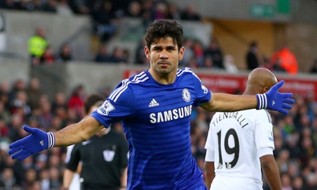 Diego Costa scores his 16th league goal of the season from Fabregas' incisive pass