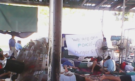 Hunger strikers in the Manus Island detention centre.