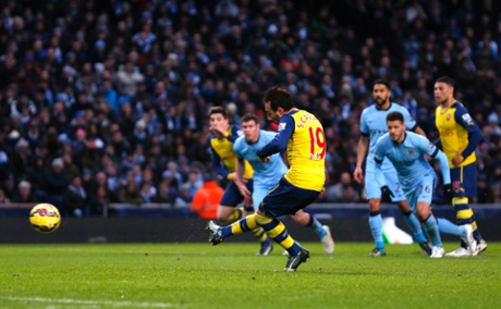 Santi Cazorla scores the first goal for Arsenal from the penalty spot