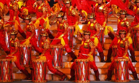 Universal language ... drummers perform during the closing ceremony for the Beijing 2008 Olympic Games.