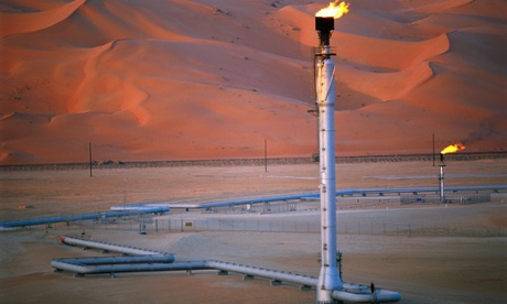 Excess gas being burned off at Shaybah in Saudi Arabia.