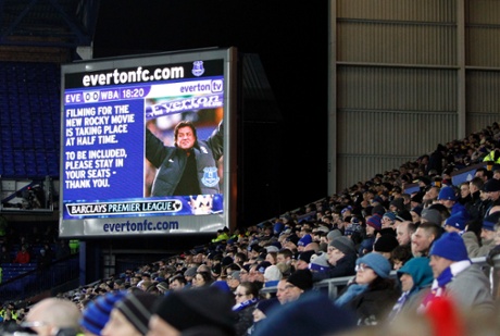 There will be some sort of entertainment for the Goodison faithful as filming for the new Rocky movie will take place at half-time.