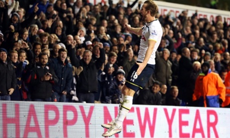 Tottenham Hotspur's Harry Kane celebrates his equaliser.