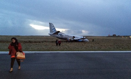 A plane was blown off the runway at Stornoway airport on the Isle of Lewis