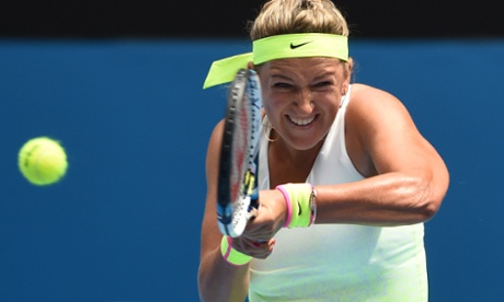 Belarus's Victoria Azarenka smashes a return against Sloane Stephens (photo: Mal Fairclough/AFP/Getty Images)