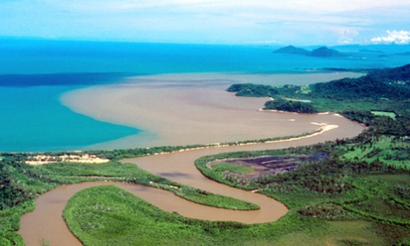 Sediment from the Maria Creek near Mission Beach in far north Queensland heading towards the Great Barrier Reef.