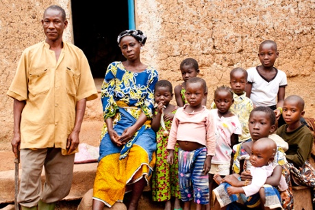 A cocoa farming family in the southwest of Cote d’Ivoire.