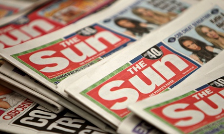 The front covers of copies of the Sun